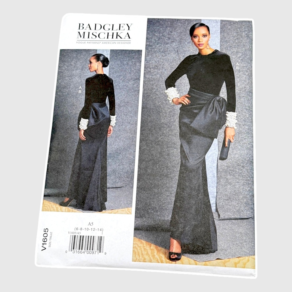 Vogue V1605 Sewing Pattern  Badgley Mischka Top Skirt Size 6-14 Uncut Designer